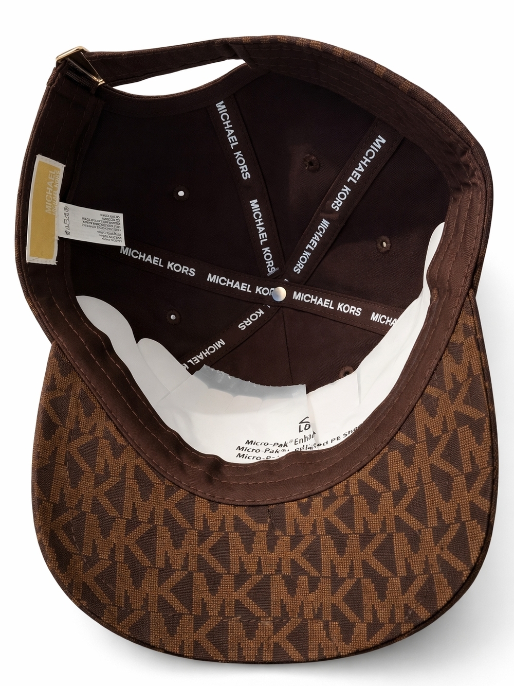 🆕️Michael Kors MK Logo Brown Monogram Baseball Cap Hat Adjustable Designer NWT - Picture 5 of 6